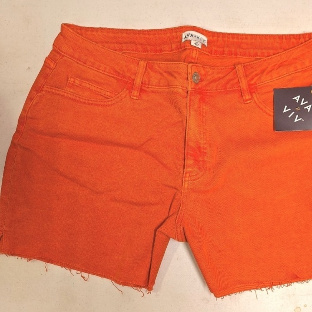 Ava & Viv 18W Women's Orange  High rise Jean Shorts, NWT